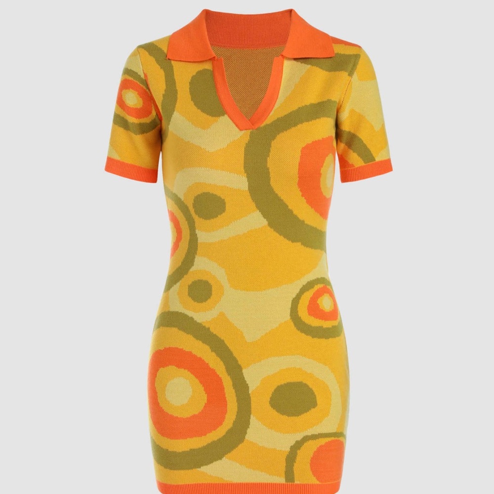 Retro Patterned Knit Dress